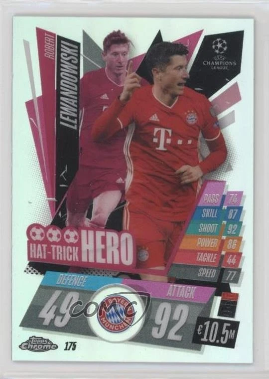 2020-21 Topps Chrome Match Attax UCL Hat-Trick Hero Refractor Robert Lewandowski - Image 1 of 2