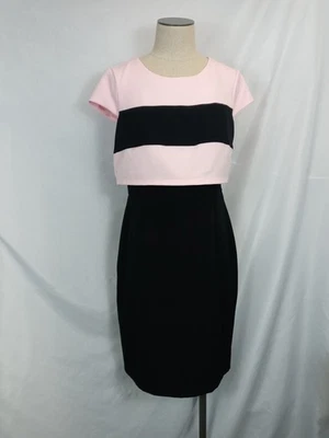 Tiana B Dress Womens Size 6 Sheath Pink Black Colorblock Career Work Cocktail - Image 1 of 4