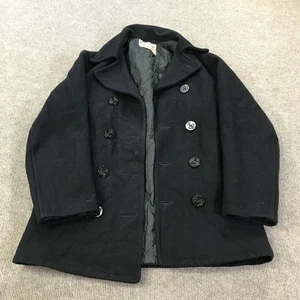 Vintage Fox Knapp Mantel Herren 34 Schwarz Wolle Peacoat Zweireiher Made USA 60s - Bild 1 von 19