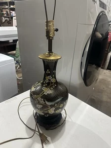 Vintage Chinesische Cloisonné Metall Lampe Vogel Blumen Baum Messing - Bild 1 von 8