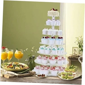 3/4/5/6 Tier Clear White Round Cup Cake Stand Acrylic Cupcake Stand Supplies - Picture 1 of 8