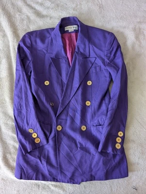 Винтажный женский фиолетовый блейзер Christian Dior сделано в США размер 2 - Изображение 1 из 4
