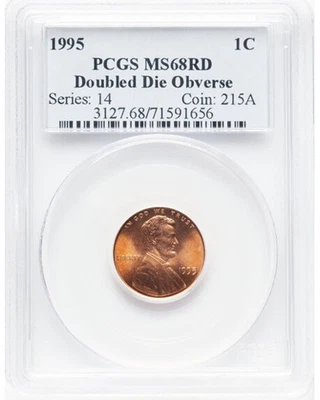 1995 1C Doubled Die Obverse, PCGS GEM MS68 Red - NEARLY PERFECT COIN - Image 1 of 2
