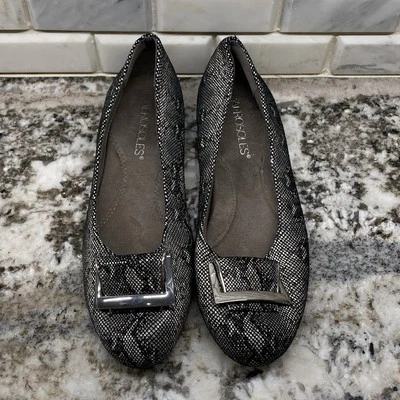 Аэрозоли хорошие времена балетки 6 M тисненой кожи черный змея комфорт туфли - Изображение 1 из 4