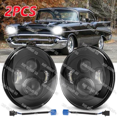 Par de nuevos faros LED de 7 pulgadas alto/bajo DRL giro H4 para Chevy Bel Air 1955-1957 A+ Foto 1 de 4