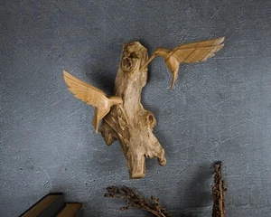 Hanging Hummingbird Decor 8", Wall Hanging Statue, Bird on a Tree, Gift for Him - Picture 1 of 7