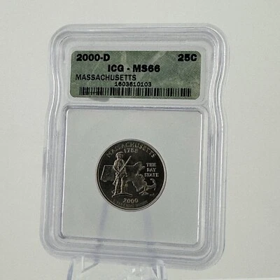 2000  D  Massachusetts State Quarter ICG MS66 - Uncirculated Coin - Image 1 of 2