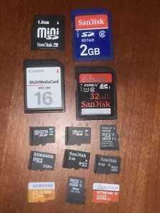 Job Lot Mix Bundle Memory Cards Sd Mini Micro 1 2 4 8 32 64gb Mb Camera - Picture 1 of 1