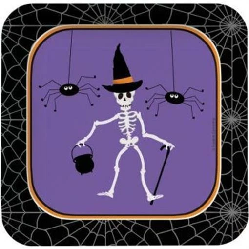 Paquete de 8 platos de papel de 7 pulgadas esqueletos de baile de Halloween vajilla de Halloween Foto 1 de 1