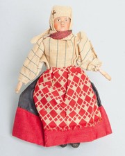 Antique Russian Peasant Bisque Head Doll Made in Soviet Union Tag 6.5"