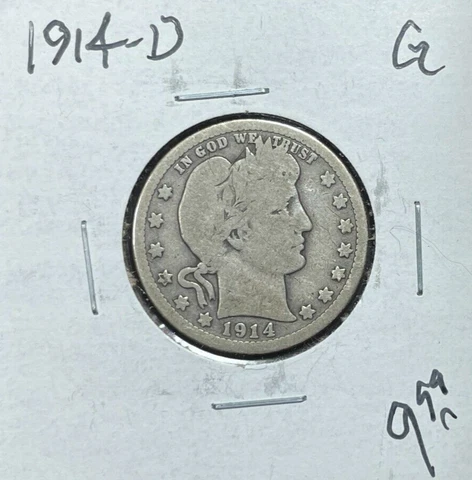 1914-D BARBER SILVER QUARTER ~ GOOD ~NICE COIN~ Cover
