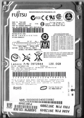 Fujitsu MHW2120BH 120GB Sata Hard Drive P/N: CA06820-B487000L F/W: 00840015 - Image 1 of 2