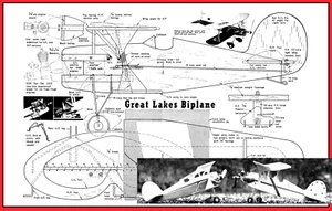 Modellflugzeug Pläne (UC): Great Lakes Doppeldecker 18" Spannweite für 0,5-,8cc oder TDs - Bild 1 von 2