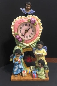 CERAMIC PENDULUM CLOCK WITH ANGELS - Picture 1 of 4