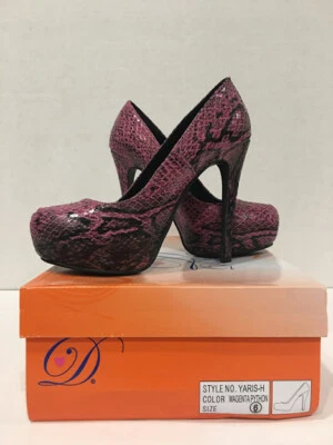 Вкусный Barbiecore змеиной кожи каблуки туфли-лодочки размер 6 Yaris-H пурпурный питон - Изображение 1 из 4