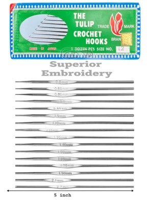 TULIP Steel Gold Tip Crochet Hook Made in Japan 0.40mm to 1.75mm Art. T-1G UK