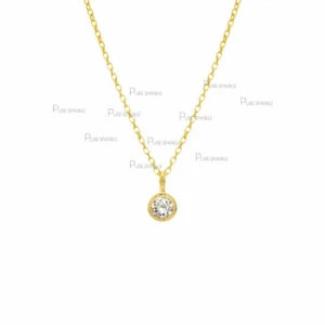 14K Gold 0.10Ct. Solitaire Lab-Created Diamond Classic Pendant Necklace - Picture 1 of 4