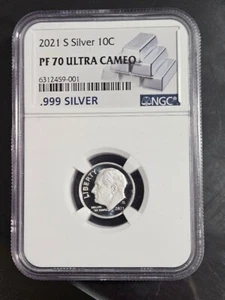 2021 (S) SILVER DIME 10c NGC PF70 ULTRA CAMEO SILVER COIN - Picture 1 of 3