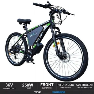 TDR 26" Electric Mountain Bike Bicycle EBIKE 250W 36V 13AH PAS THROTTLE 7 SPEED - Picture 1 of 12