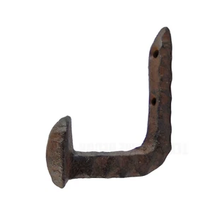 Cast Iron Bent Railroad Spike Wall Hook Hammer Forged Industrial Towel Hanger - Picture 1 of 4