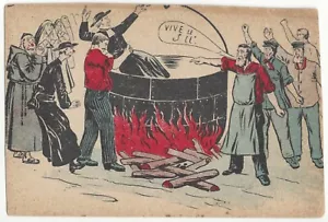 1910 Artist Illustration Anti-Cleric, Priest Thrown into Boiling Pot of Water - Picture 1 of 2