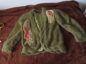 vintage unbranded german mohair blend floral cardigan open front sz S - Picture 1 of 11