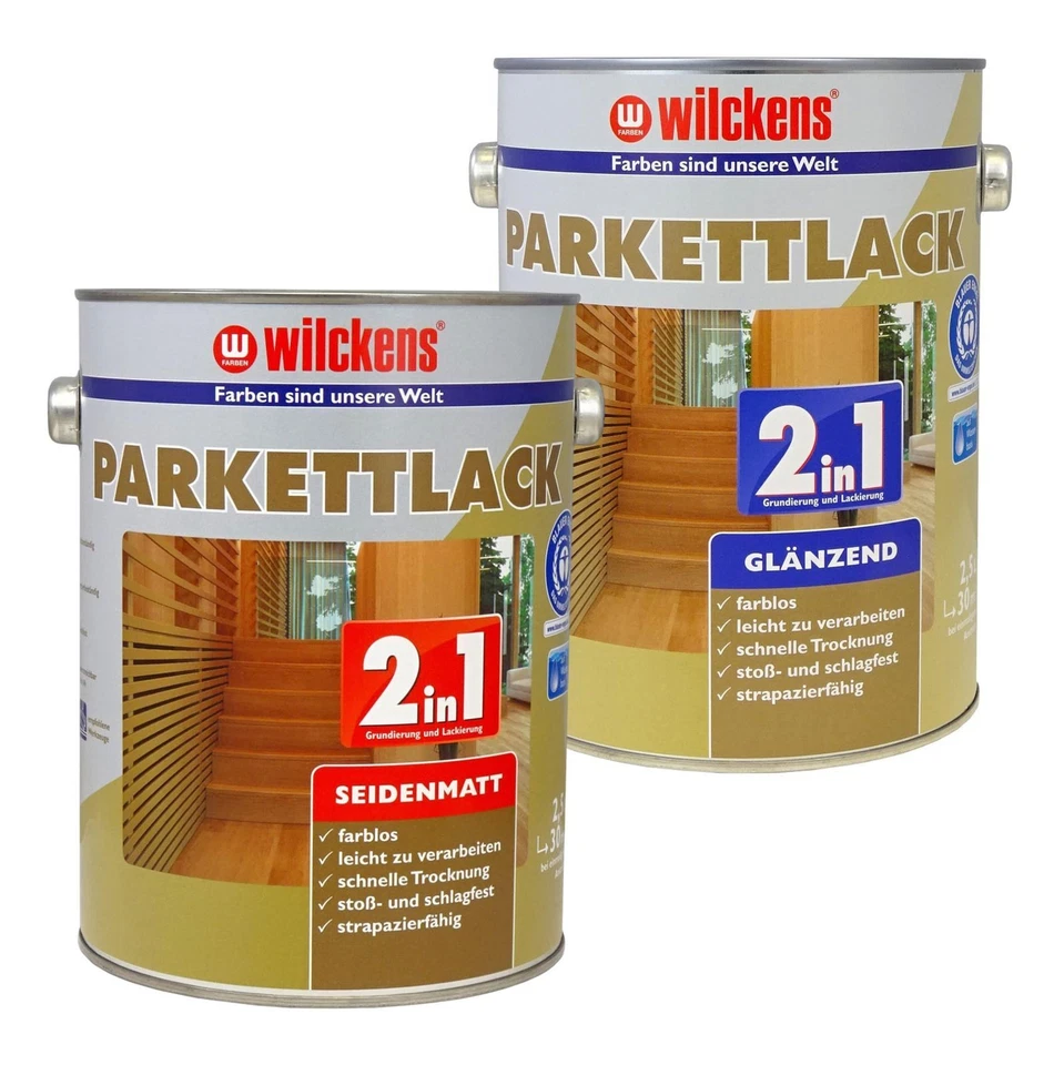 2in1 Parkettlack Wilckens glänzend seidenmatt farblos 2,5 L (9,58€/1l) - Bild 1 von 1