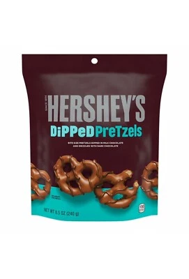 ⚫️Brand New Hershey Dipped Peanut Butter Milk Dark Chocolate Pretzels Bag 8.5 oz - Image 1 of 2