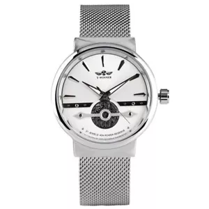GANADOR Reloj Mecánico Hombre Malla Acero Milanés Automético Cuerda Automática Clásico - Imagen 1 de 17