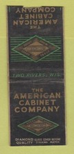 Matchbook Cover - American Cabinet Company Steel Wood Two River Wi Dq Bobtail
