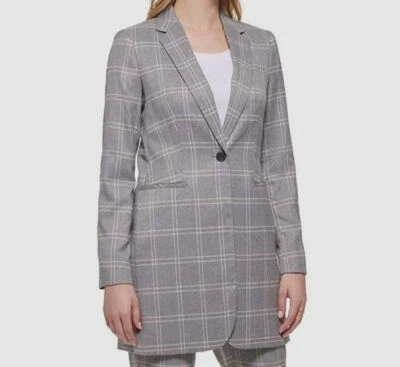 Tommy Hilfiger Women's Gray Plaid Blazer Jacket Size 16 - Image 1 of 3