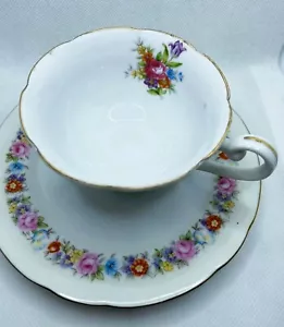 Cherry China Made In Japan Flowers And Gold Accents Teacup And Saucer - Picture 1 of 10