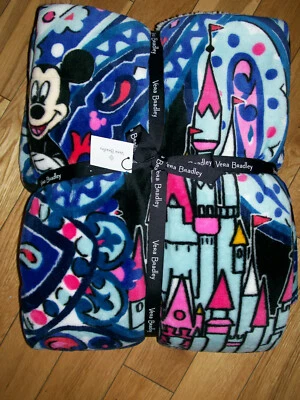 VERA BRADLEY  WALT DISNEY MICKEY’S WHIMSICAL PAISLEY SHERPA BLANKET NWT CASTLE - Image 1 of 4