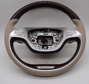 Volante de madera original Mercedes w222 clase S volante beige seda a2224600401 - Imagen 1 de 8