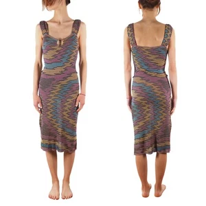 MISSONI Vintage 90s Women's Multicolor Viscose Knit Long Dress size 42 - Picture 1 of 7