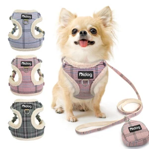 Small Dog Harness & Leads & Treat Bag Set Fleece Cat Puppy Vest for Chihuahua - Picture 1 of 15