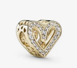💖 Charm Anhänger HERZ GOLD vergoldet kleine Zirkonia für Pandora Armband LIEBE - Bild 1 von 1