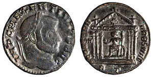 Roman Imperial Maxentius AD 307-312 AE Follis 6.43 g, 23 mm.  Sear 14986 - Picture 1 of 3