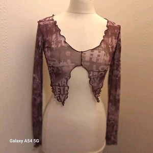 Ladies Urburn Outfitters Purple Bolero Cropped Sheer Top Size SP - Picture 1 of 2