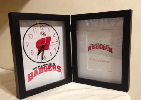 Wisconsin Badgers Quartz Clock & Picture Frame Badgers Football Big Ten Look! Cover