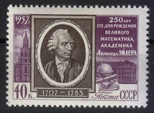 Russia 1957 MNH Mi 1933C Sc 1932 perf:12,5:12 Leonhard Euler,Swiss mathematician