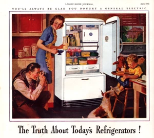 General Electric GE Refrigerator Family MCM Dog Photo Bear Vintage Print Ad 1941 - Picture 1 of 5