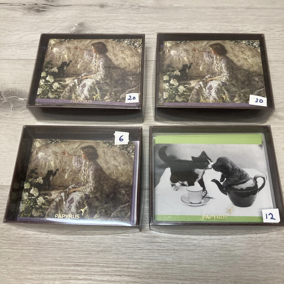 Lote Tarjetas de Felicitación Papiro Premium Vintage Note con Sobres Gatos Perro 38 Total Foto 1 de 4