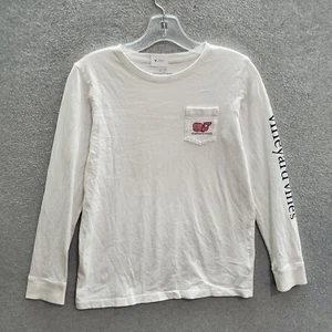 Vineyard Vines Girls Top Large White Logo Were #1 Football Pockets Long Sleeve - Picture 1 of 10