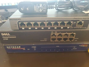 Network Equipment LOT DELL 2708 NETGEAR FVS318 FVS 318G + CAT 5 & 6 CABLES - Picture 1 of 5