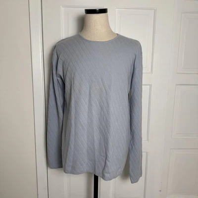 Armani Collezioni Sweater Mens XL Light Blue 100% Cashmere Crewneck Rib Knit - Image 1 of 4