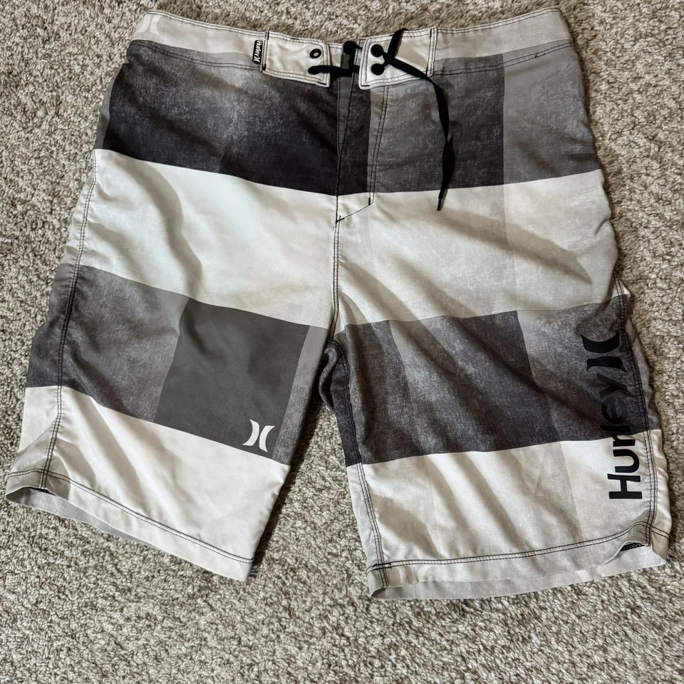 Bañador Hurley Phantom Board Shorts Para Hombre 30 Gris Negro Blanco Surf Secado Rápido Foto 1 de 4