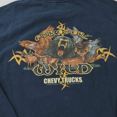 Camisa de manga larga Chevy Trucks roble musgo para hombre L azul oscuro oso gráfico algodón Foto 1 de 4