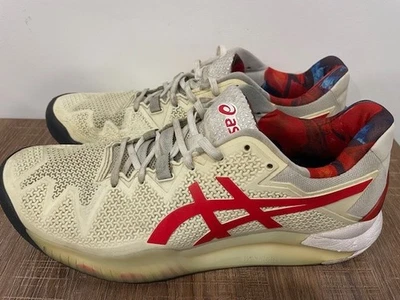 亚瑟士 Gel-Resolution 8 网球鞋 US 8.5 LE 'White Classic Red' 1041A292-110 — 第 1/4 张图片