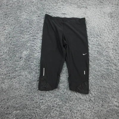 Pantalones capri Nike Dri-Fit para mujer grandes negros para correr atléticos malla bolsillo 29x16* Foto 1 de 4